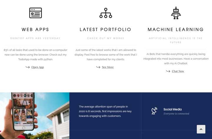 Example website about page layout