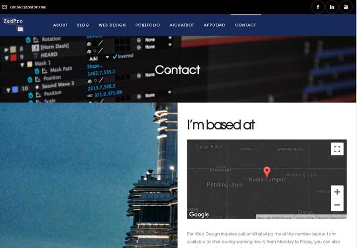 Example website contact page layout